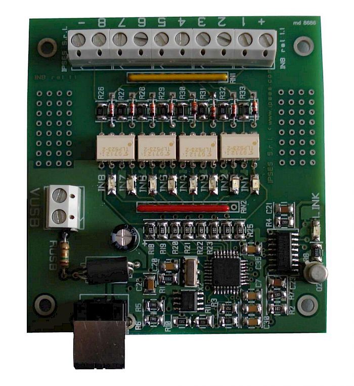 IPSES Srl - IN8: Input Card with 8 inputs and USB interface