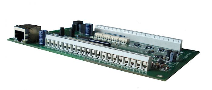 IPSES Srl - WEB-ADIO: Input/output Card with 8 analogical and 8 digital inputs and 8 analogical and 8 digital outputs, Ethernet interface, WEB, telnet and SNMP servers