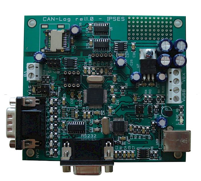 IPSES Srl - CAN Logger: Data Logger for bus CAN with USB and RS232 interface, equipped with SD card.